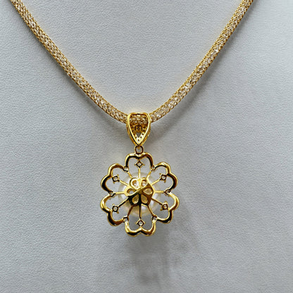 南洋白蝶真珠 フラワー ジルコニア クリスタルメッシュ ペンダントネックレス 約12–13mm 45cm＋5cm SV925 4