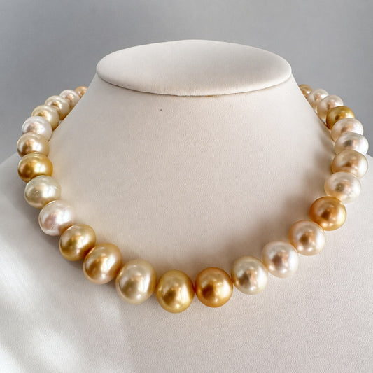 南洋白蝶真珠 金白混彩ネックレス 10–13mm 約42cm SV 1
