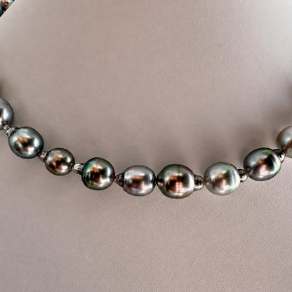 南洋黒蝶真珠 オーシャンブルー バロックネックレス 8.4–10.8mm 約42cm SV 2