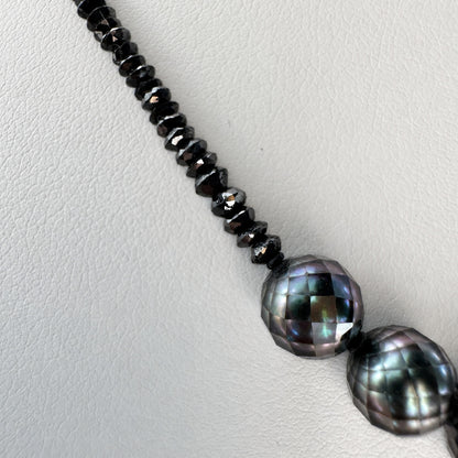 タヒチ黒蝶真珠 ファセットカット ブラックダイヤモンド ネックレス 約7.7–8.2mm 約26ct K18WG 4