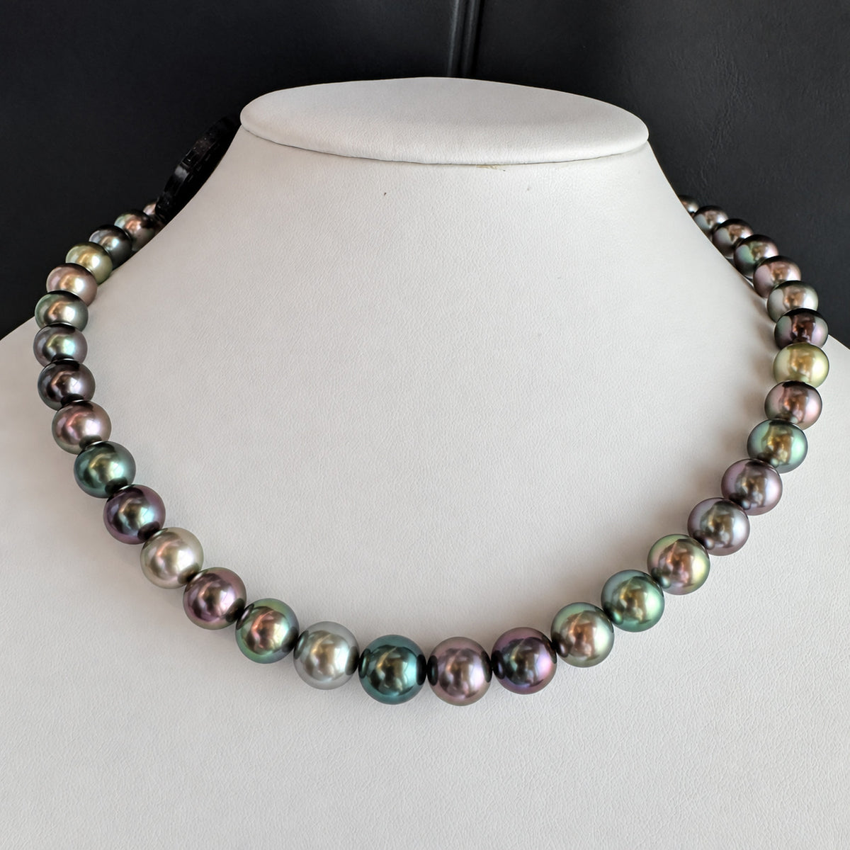 GRANPEARL 特選タヒチ黒蝶真珠 マルチカラーネックレス 8.1–10.8mm 約42cm SV 1