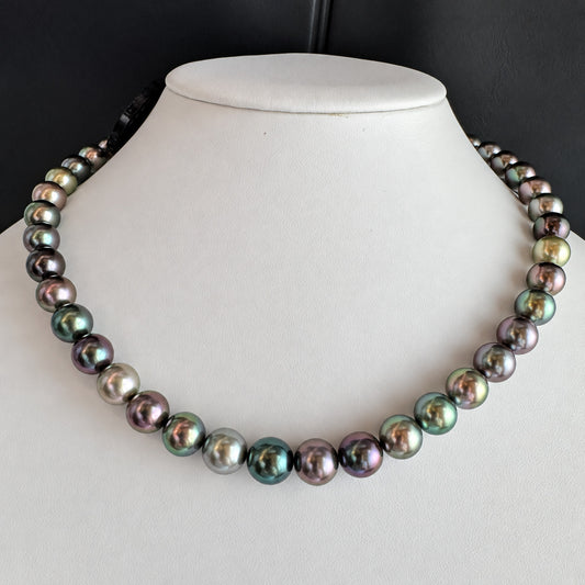 GRANPEARL 特選タヒチ黒蝶真珠 マルチカラーネックレス 8.1–10.8mm 約42cm SV 1