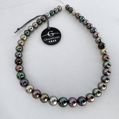 GRANPEARL 特選タヒチ黒蝶真珠 マルチカラーネックレス 8.1–10.8mm 約42cm SV 5