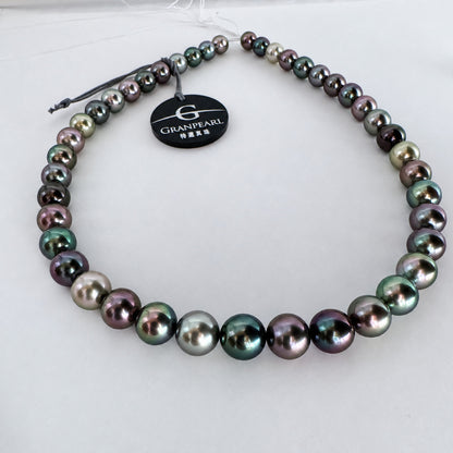 GRANPEARL 特選タヒチ黒蝶真珠 マルチカラーネックレス 8.1–10.8mm 約42cm SV 8